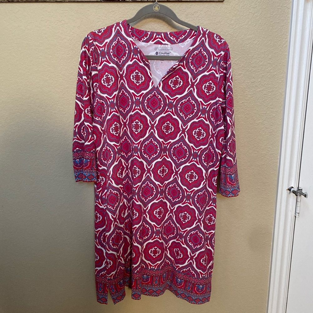 Coolibar SPF 50 size large, red and blue dress